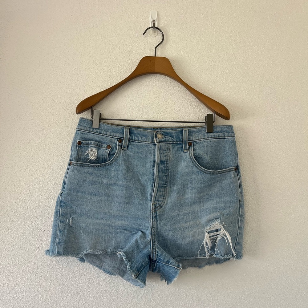 Levi's Light Blue Distressed Jean Shorts